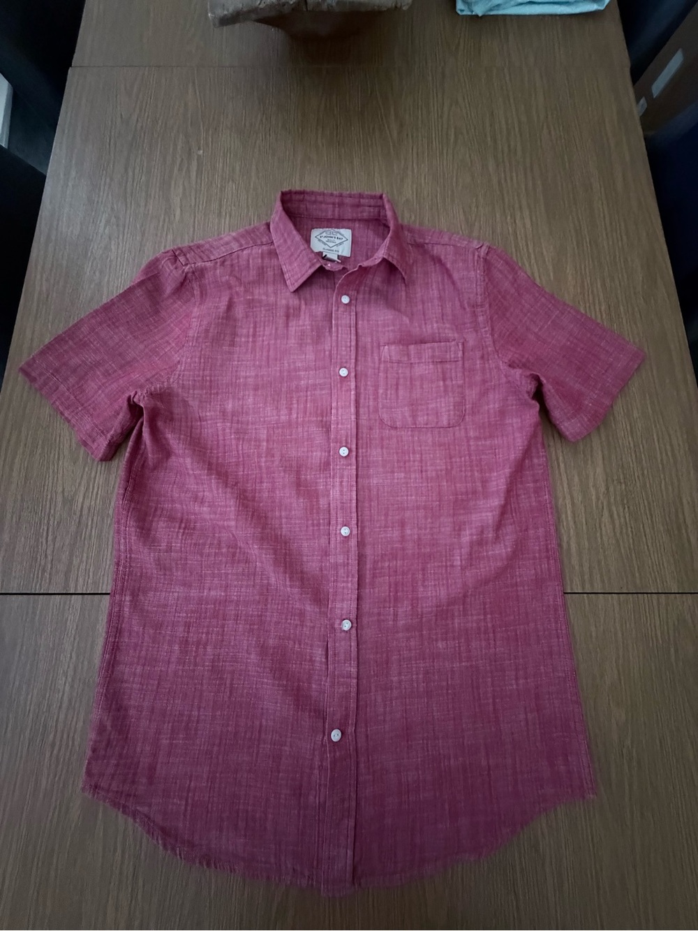 St. John's Bay Short-Sleeve Button-Down Shirt in Burgundy Red, medium tall